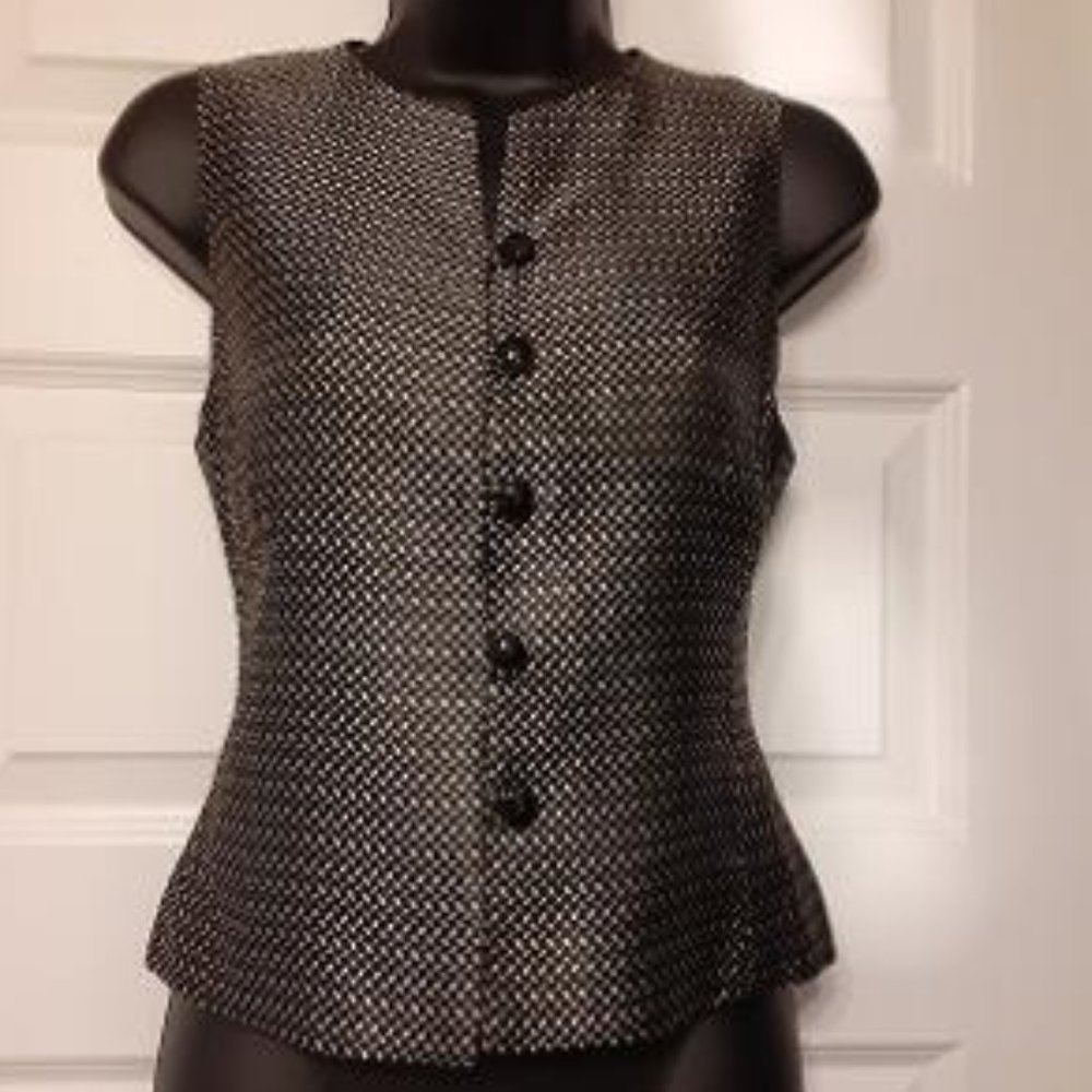 Petite Sophisticate Black with Gold and White Vest